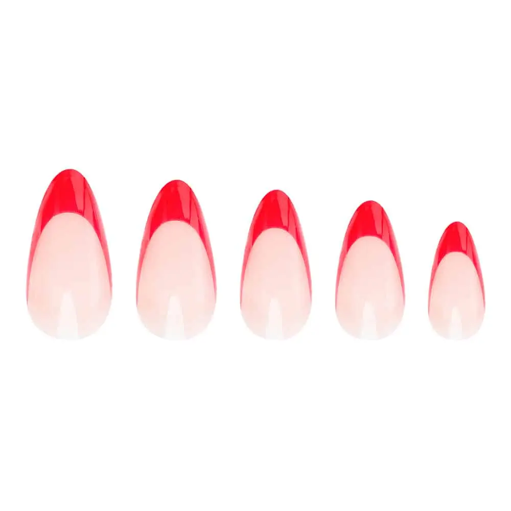 Almond Red French Nails